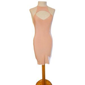 Mezzanine dress size‎ Small high neck cutout bodycon peachy pink